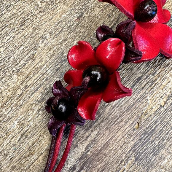 Leather Flower Purse Charm Genuine Leather Bag Charm NEW FAST SHIP - Picture 6 of 7